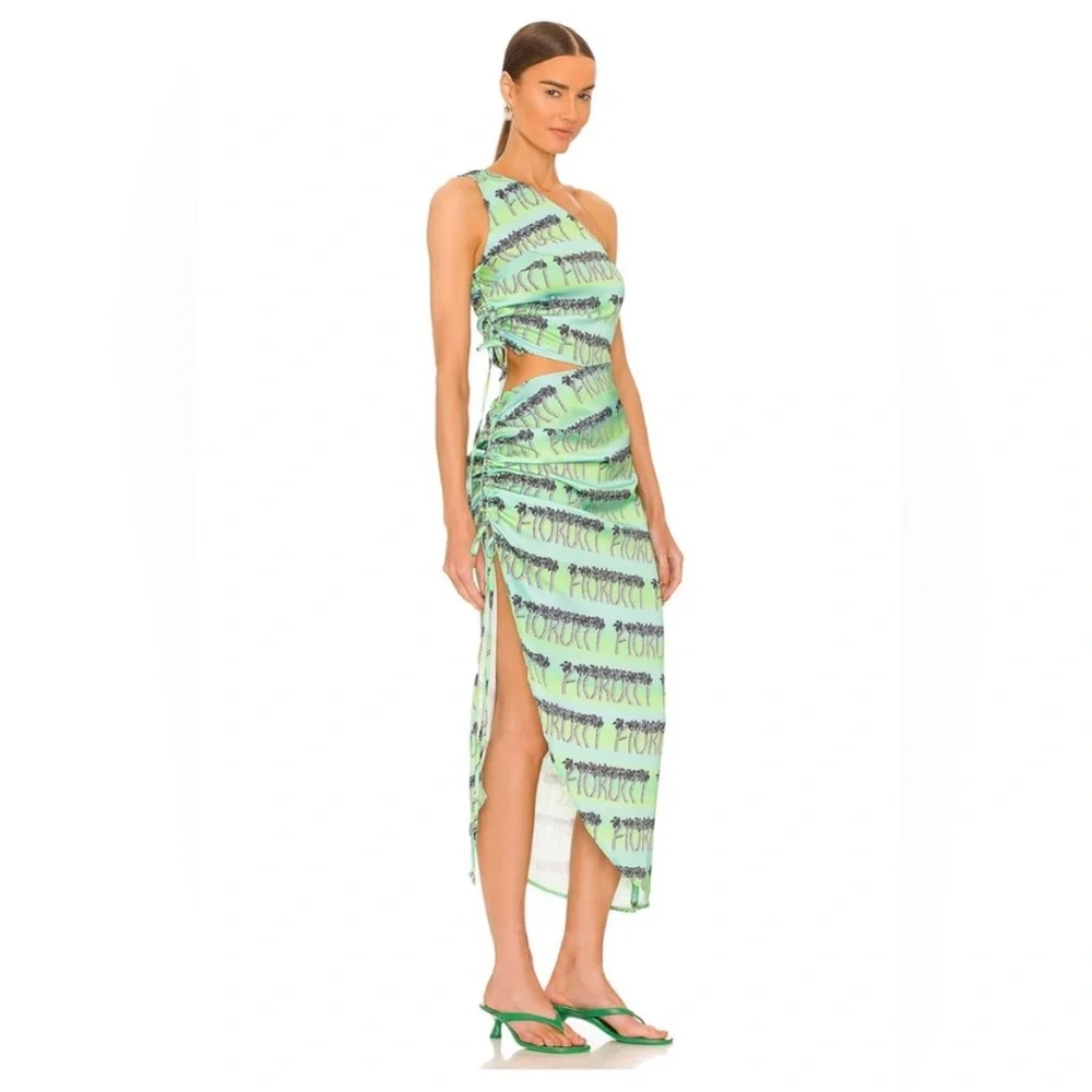 Fiorucci palm print one shoulder dress - Picture 3 of 6